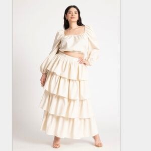 Eloquii off white matching skirt and top set